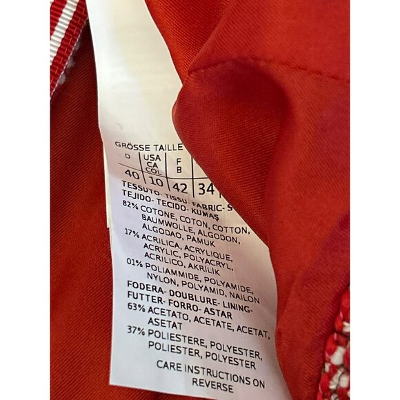 Marella by Max Mara Women's Red Tweed Jacket Striped Trim Size 10 Designer - Picture 6 of 7
